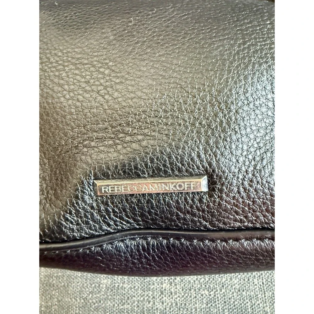 Rebecca Minkoff Black Leather Crossbody Bag Pebbled Small Tassel Zipper Closure